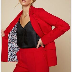 Skies Are Blue Red Blazer Modern Tailored Suit Jacket